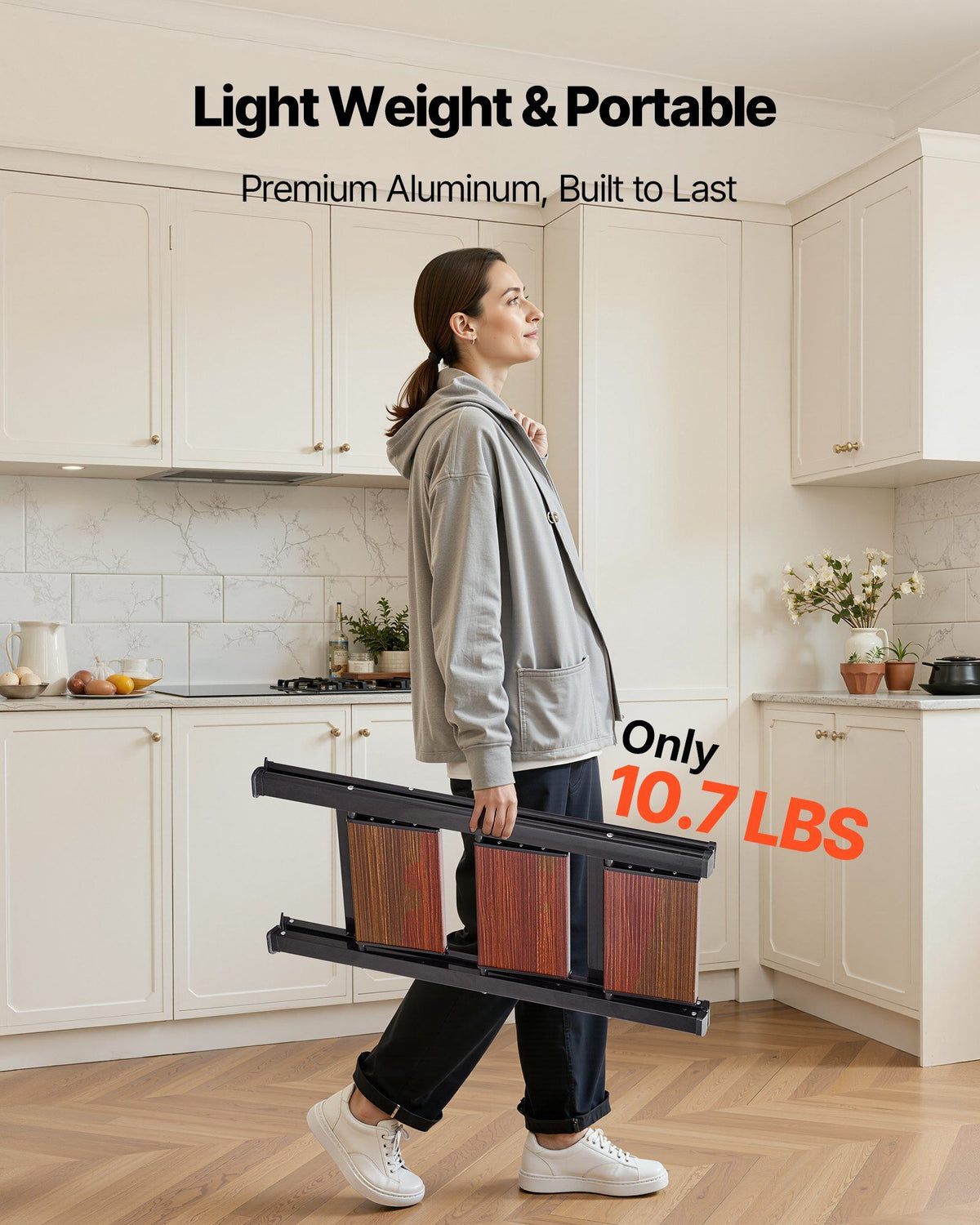 3 Step Ladder, Folding Step Stool with Wide Anti-Slip Pedal and Comfort Handgrip, Lightweight 150 kg Capacity V952-LHJHJTSB0000TIJOS001V0