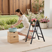 3 Step Ladder, Folding Step Stool with Wide Anti-Slip Pedal and Comfort Handgrip, Lightweight 150 kg Capacity V952-LHJHJTSB0000TIJOS001V0