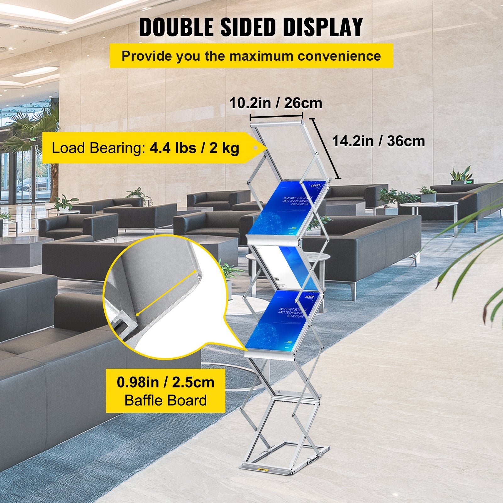 Literature Rack, 6 Pockets, Pop up Aluminum Magazine Rack, Lightweight Catalog Holder Stand w/Carrying Bag V952-LHJJCZDSSM6A4NJPRV0