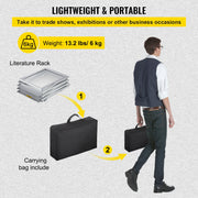 Literature Rack, 6 Pockets, Pop up Aluminum Magazine Rack, Lightweight Catalog Holder Stand w/Carrying Bag V952-LHJJCZDSSM6A4NJPRV0