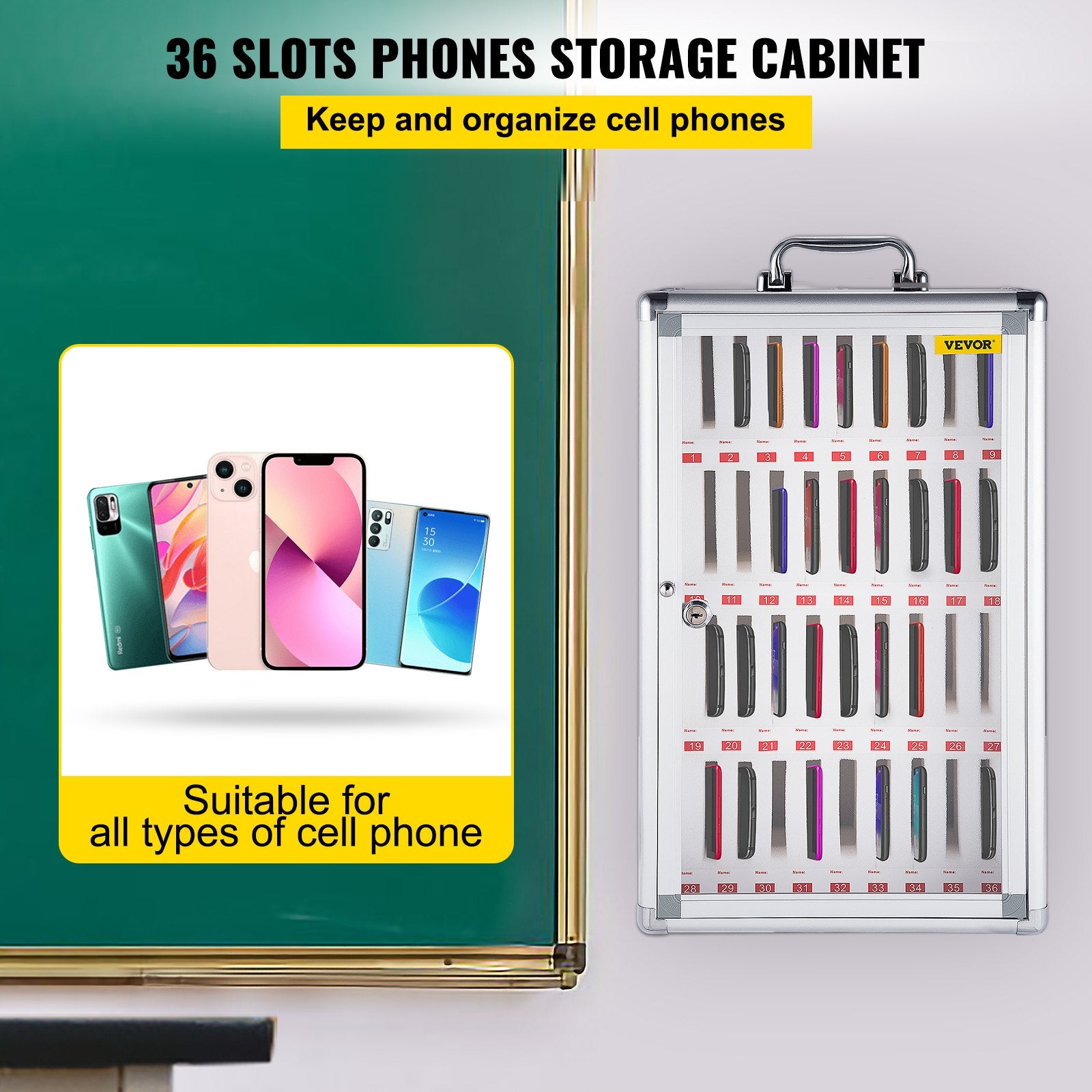 Cell Phones Storage Cabinet Clear Pocket Chart Storage Locker Box 36 Slots V952-LHJSJCCJLHJ36VYP6V0