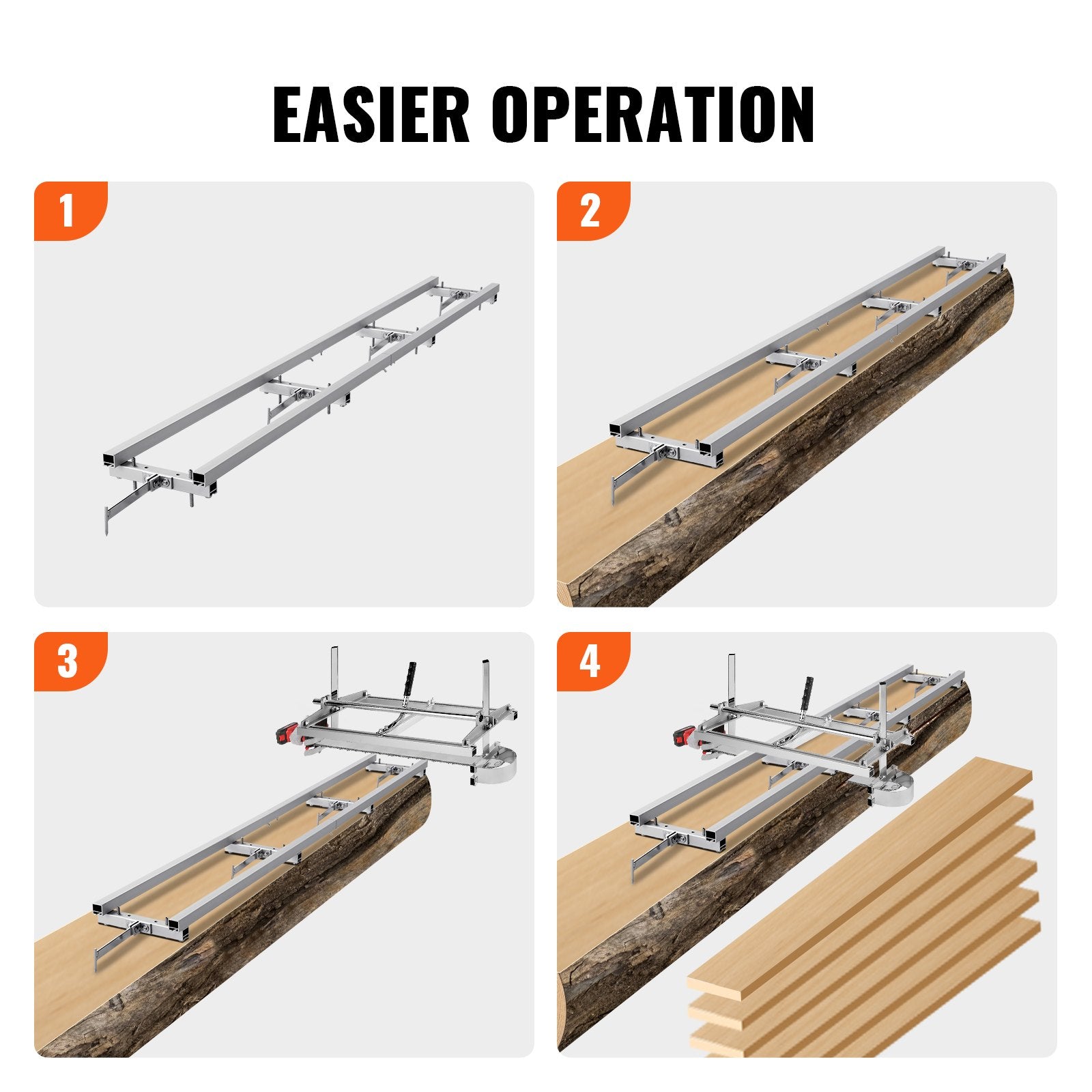 Rail Mill Guide System, 9 ft Milling Guide, 4 Crossbar Kits Chainsaw Mill Rail Guide, Aluminum Adjustable Saw V952-LJDGLMDGKDJ9FTZHCV0