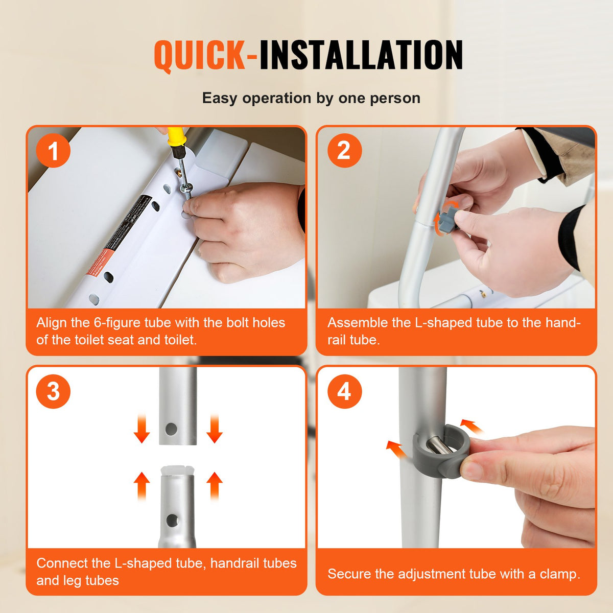 Toilet Safety Rail, Bathroom Toilet Seat Frame, Adjustable Width & Height Fit Most Toilets, Supports 136 kg, V952-LJLDSAQLG300LXDX1V0