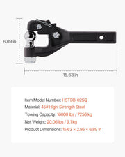 Pintle Hook, 7256 kg Capacity, Pintle Hook Hitch for 50.4 mm Hitch Hook Military Receiver, Combination 50.4 V952-LJQXHTGDGQ2IPCCGVV0