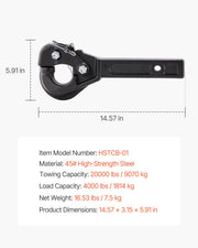 Pintle Hitch 50.4 mm Receiver Hook 63.5 - 76.2 mm Lunette Ring 9070 kg V952-LJQXHTGWGQWCI5HWPV0