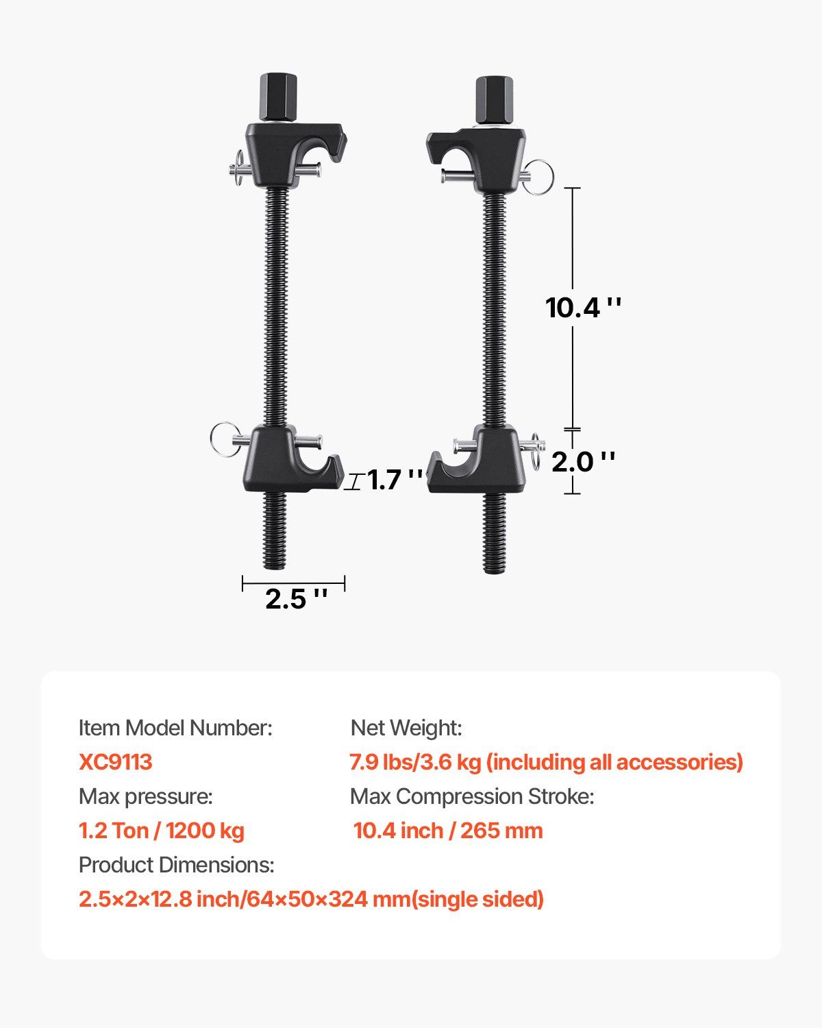 Strut Spring Compressor, 2 Pack, Heavy Duty Coil Spring Compressor Tool with 10.4 Inches(256 mm) Range, V952-LJSJZDHCZQ30X7BIIV0