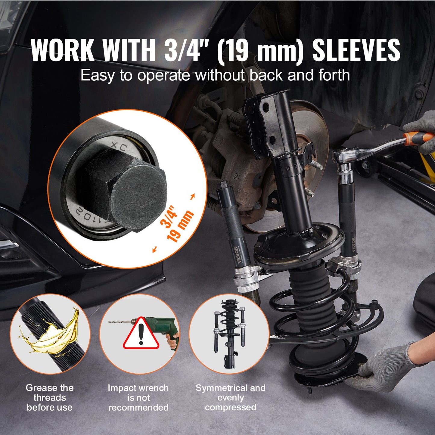 Coil Spring Compressor Tool, 2 pcs Heavy Duty Macpherson Strut Spring Compressor Set, 2646 lbs Strut Spring V952-LJSJZDHCZQSDQM65RV0