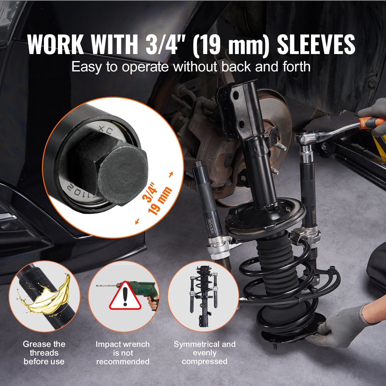 Coil Spring Compressor Tool, 2 pcs Heavy Duty Macpherson Strut Spring Compressor Set, 2646 lbs Strut Spring V952-LJSJZDHCZQSDQM65RV0
