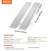 Portable Loading Ramps, 2 Pcs 1200 x 215 mm, Durable Aluminum Shed Ramp Set with Anti-Slip Holes, Compact V952-LJSL472X85INA1TAOV0