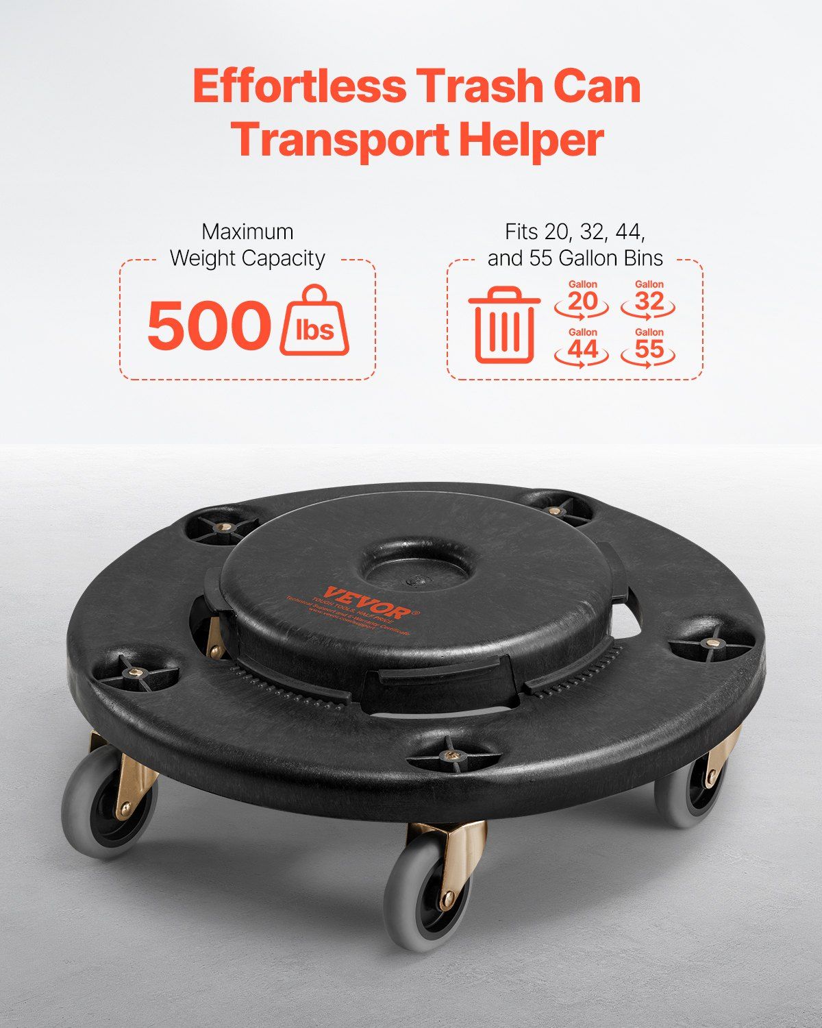 Trash Can Dolly, Fit 20, 32, 44, 55 Gallon Containers, Round Trash Can Roller Base with 4 Lockable Wheels, V952-LJTTCHS1JYXBCQQ2TV0