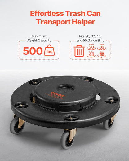 Trash Can Dolly, Fit 20, 32, 44, 55 Gallon Containers, Round Trash Can Roller Base with 4 Lockable Wheels, V952-LJTTCHS1JYXBCQQ2TV0