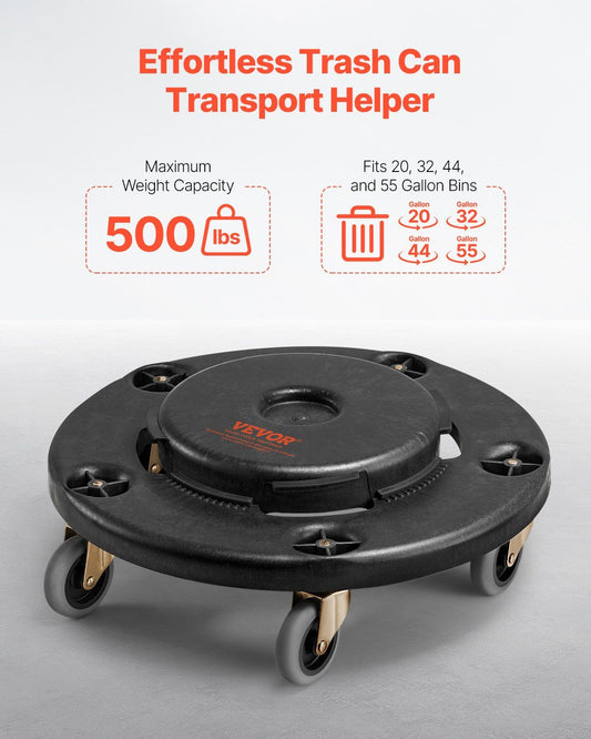 Trash Can Dolly, Fit 20, 32, 44, 55 Gallon Containers, Round Trash Can Roller Base with 4 Lockable Wheels, V952-LJTTCHS1JYXBCQQ2TV0