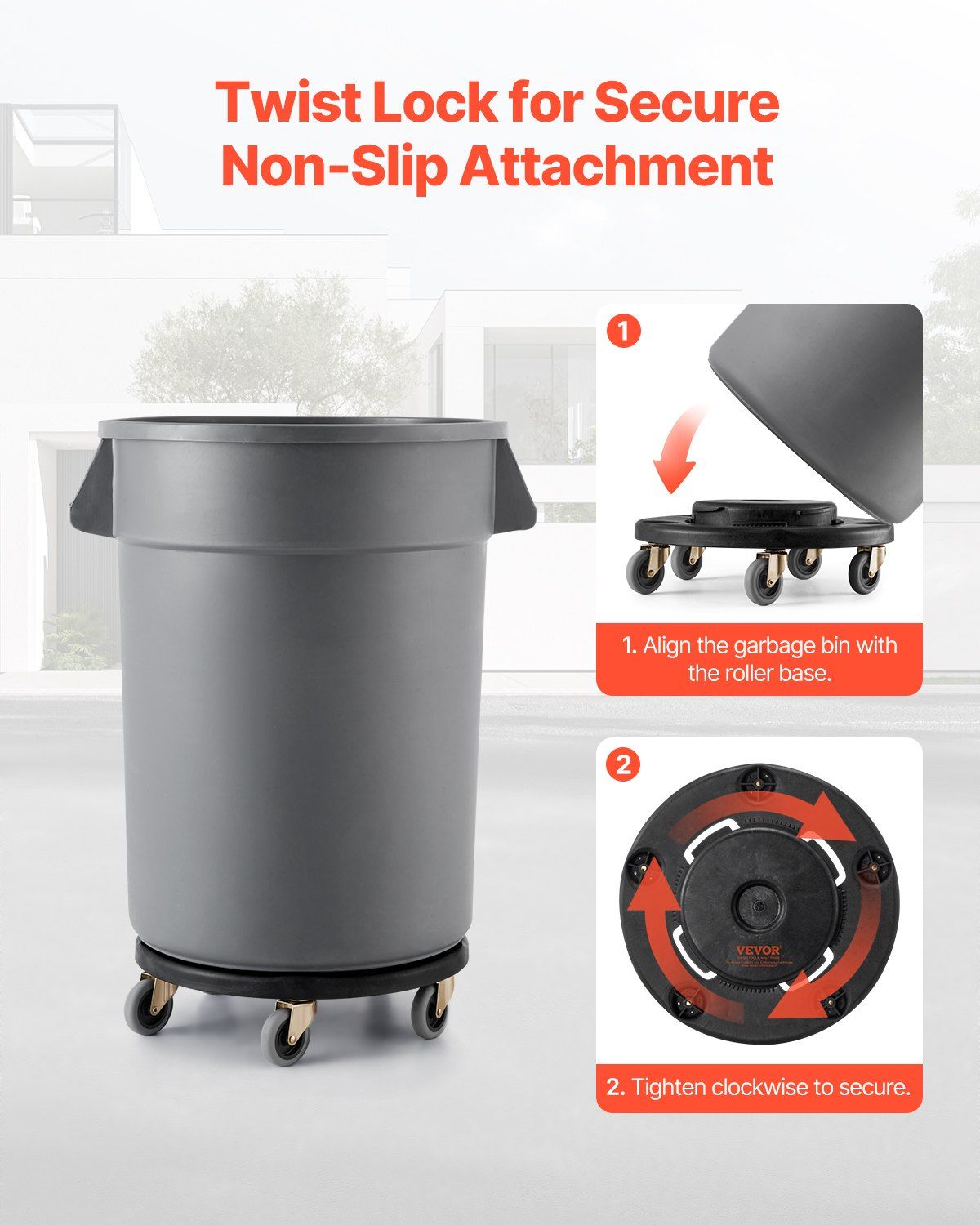 Trash Can Dolly, Fit 20, 32, 44, 55 Gallon Containers, Round Trash Can Roller Base with 4 Lockable Wheels, V952-LJTTCHS1JYXBCQQ2TV0