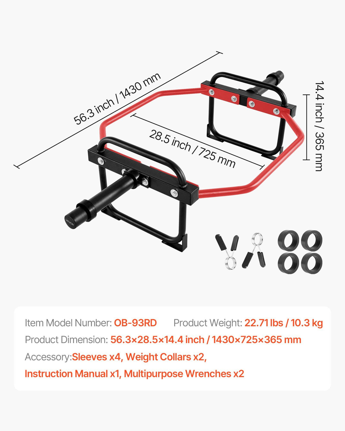 Trap Bar Hex Bar, 50mm Hex Barbell, 240 kg Capacity Shrug Bars, Weightlifting and Strength Training V952-LJYLGHSKCX50IW6LX001V0