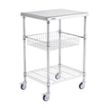 Kitchen Utility Cart, 3 Tiers, Wire Rolling Cart with 213kg Capacity, Steel Service Cart on Wheels, Metal V952-LLCFTCCB20X24IGJ4V0