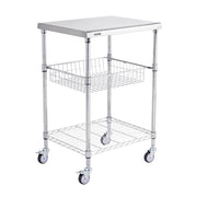Kitchen Utility Cart, 3 Tiers, Wire Rolling Cart with 213kg Capacity, Steel Service Cart on Wheels, Metal V952-LLCFTCCB20X24IGJ4V0