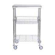 Kitchen Utility Cart, 3 Tiers, Wire Rolling Cart with 213kg Capacity, Steel Service Cart on Wheels, Metal V952-LLCFTCCB20X24IGJ4V0