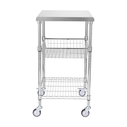 Kitchen Utility Cart, 3 Tiers, Wire Rolling Cart with 213kg Capacity, Steel Service Cart on Wheels, Metal V952-LLCFTCCB20X24IGJ4V0