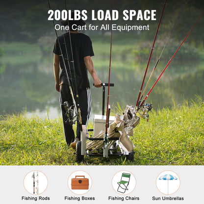 Beach Fishing Cart, 91 kg Load Capacity, Fish and Marine Cart with Two 275 mm Big Wheels Rubber Balloon Tires V952-LLKYJC11YC0080XFQV0
