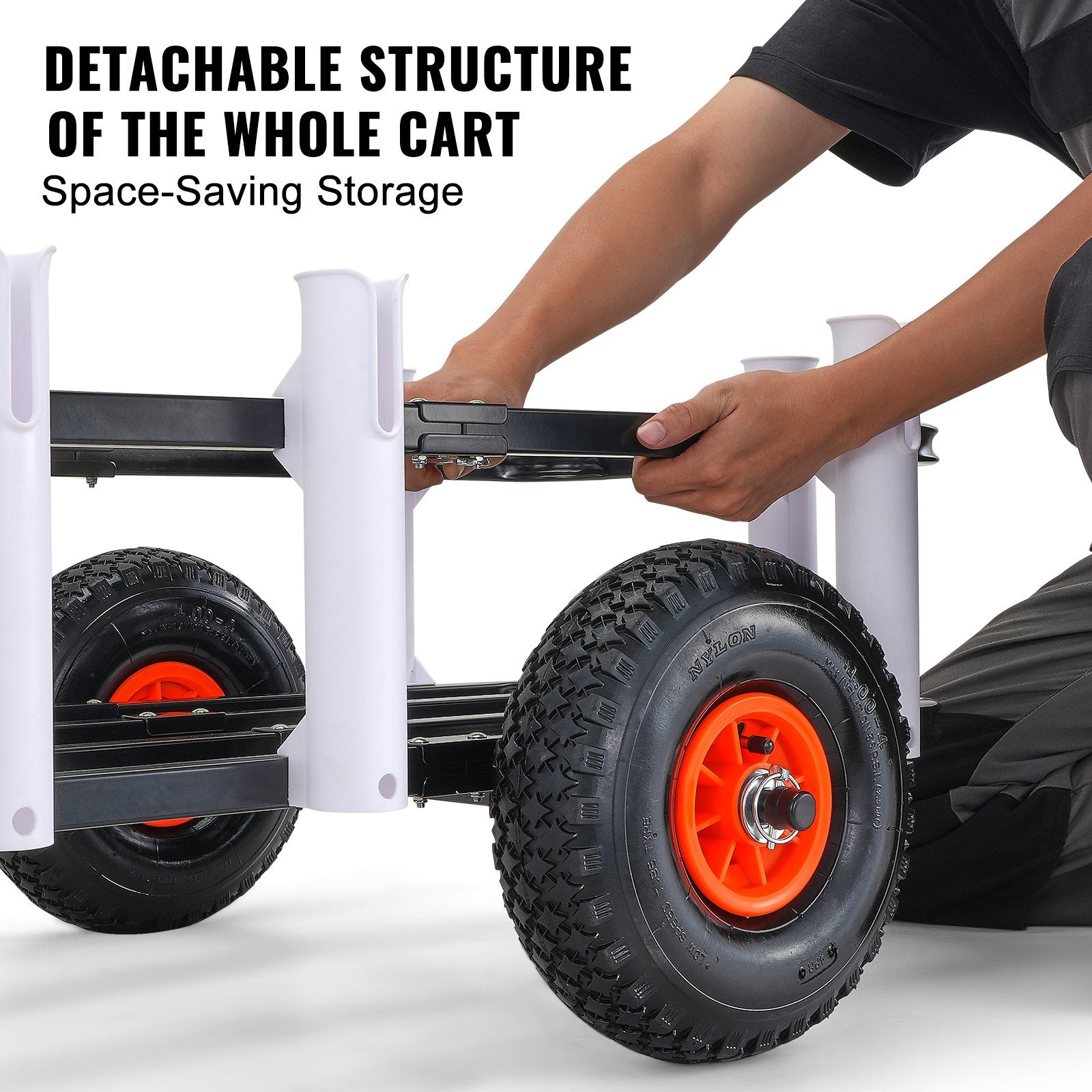 Beach Fishing Cart, 91 kg Load Capacity, Fish and Marine Cart with Two 275 mm Big Wheels Rubber Balloon Tires V952-LLKYJC11YC0080XFQV0