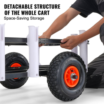 Beach Fishing Cart, 91 kg Load Capacity, Fish and Marine Cart with Two 275 mm Big Wheels Rubber Balloon Tires V952-LLKYJC11YC0080XFQV0