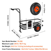 Beach Fishing Cart, 91 kg Load Capacity, Fish and Marine Cart with Two 275 mm Big Wheels Rubber Balloon Tires V952-LLKYJC11YC0080XFQV0