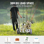 Beach Fishing Cart, 136 kg Load Capacity, Fish and Marine Cart with Two 330 mm Big Wheels PU Balloon Tires V952-LLKYJC13YC0073FBMV0