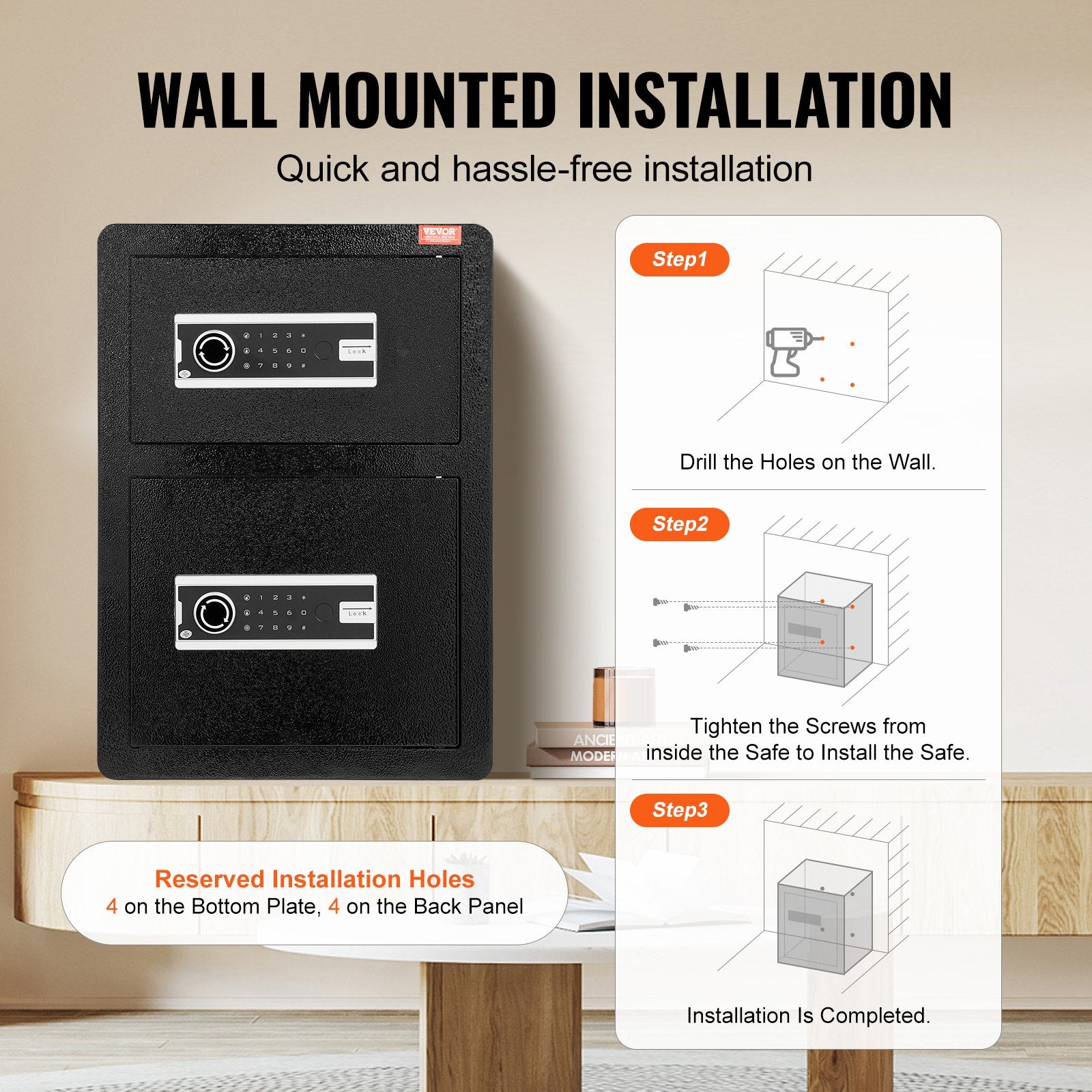 Double Door 3.5 cu.ft Safe Box with Key Lock Password Fireproof Bag Black V952-LMBXXLS3139CMP3A6V9