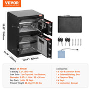 Double Door 3.5 cu.ft Safe Box with Key Lock Password Fireproof Bag Black V952-LMBXXLS3139CMP3A6V9