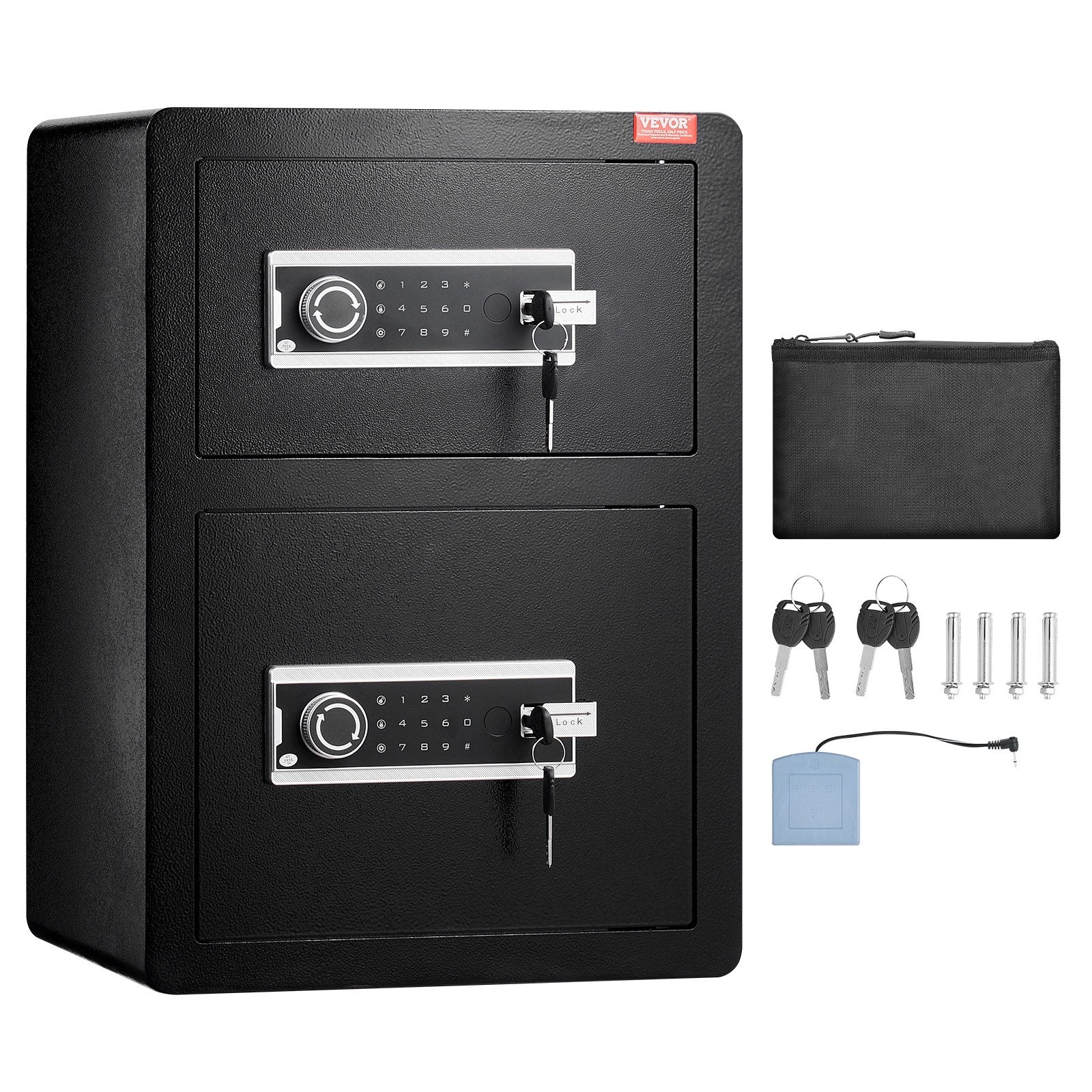 Double Door 3.5 cu.ft Safe Box with Key Lock Password Fireproof Bag Black V952-LMBXXLS3139CMP3A6V9