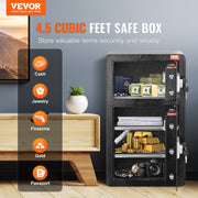 Double Doors 4.5 cu.ft Safe Box with Key Lock & Password, Safe Lock Box with Fireproof Bag, Key Rack, LED V952-LMBXXLS452CU8Z59AV9