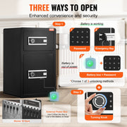 Double Doors 4.5 cu.ft Safe Box with Key Lock & Password, Safe Lock Box with Fireproof Bag, Key Rack, LED V952-LMBXXLS452CU8Z59AV9
