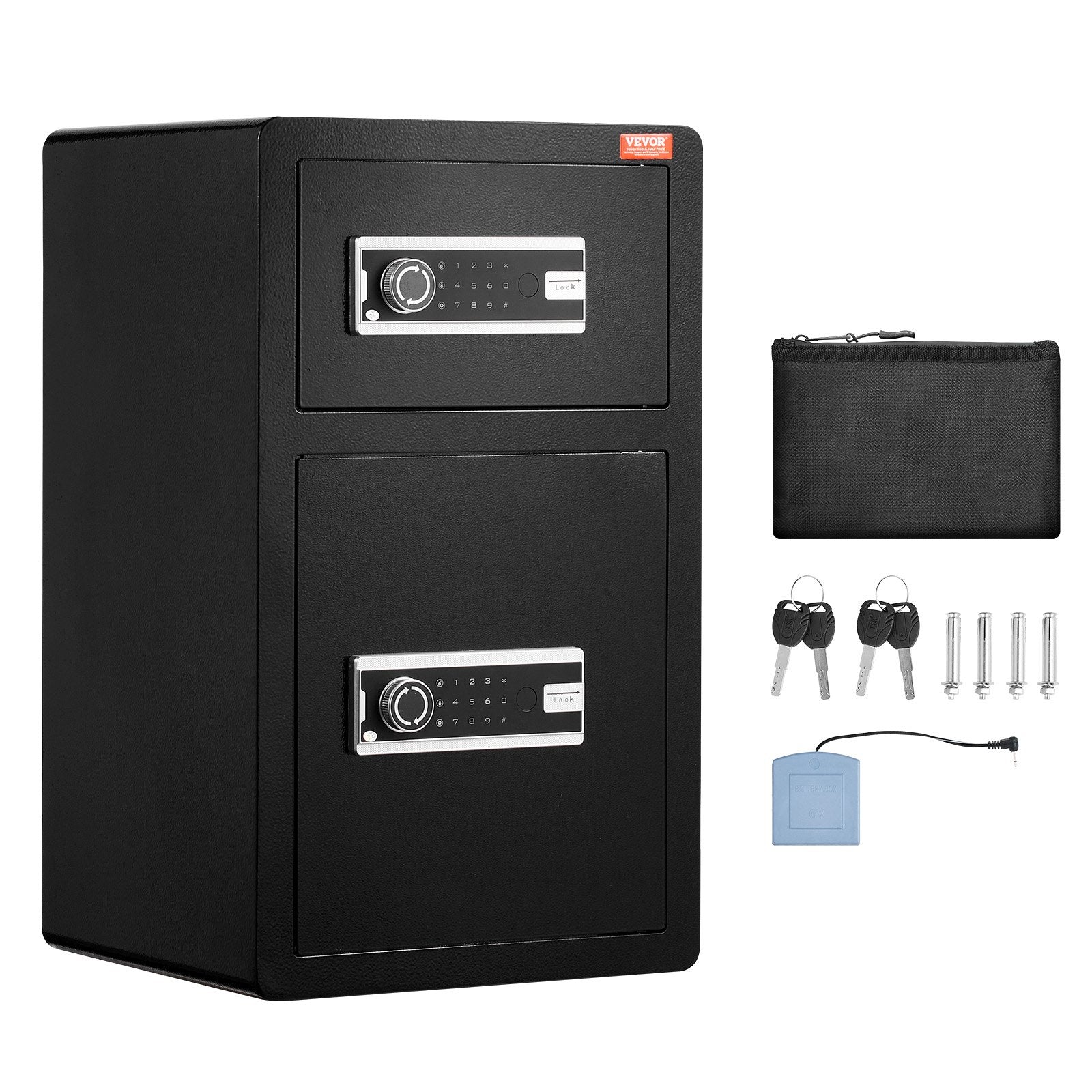 Double Doors 4.5 cu.ft Safe Box with Key Lock & Password, Safe Lock Box with Fireproof Bag, Key Rack, LED V952-LMBXXLS452CU8Z59AV9