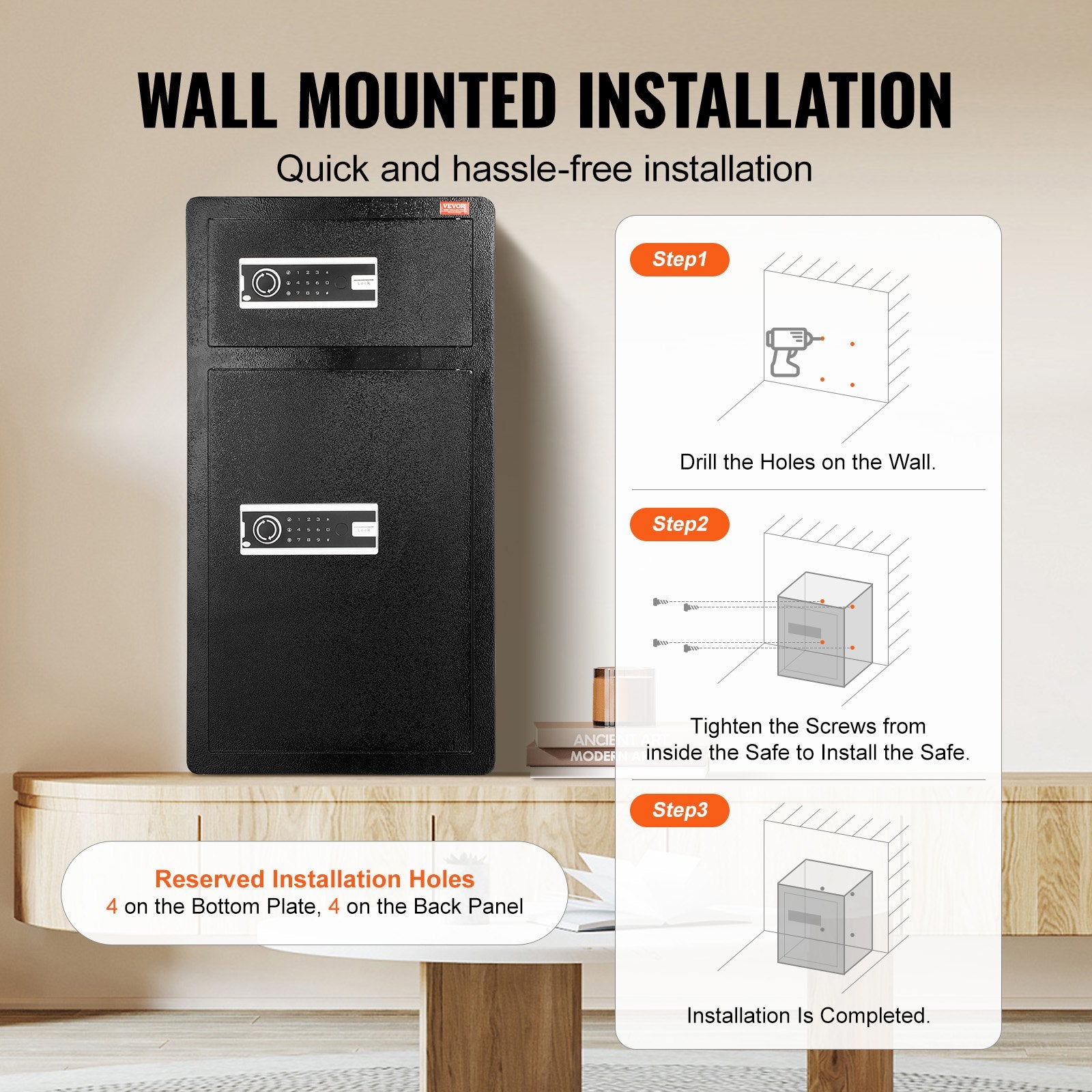 Double Doors 7.2 cu.ft Safe Box with Key Lock & Password, Safe Lock Box with Fireproof Bag, Key Rack, LED V952-LMBXXLS782CUWAFUQV9
