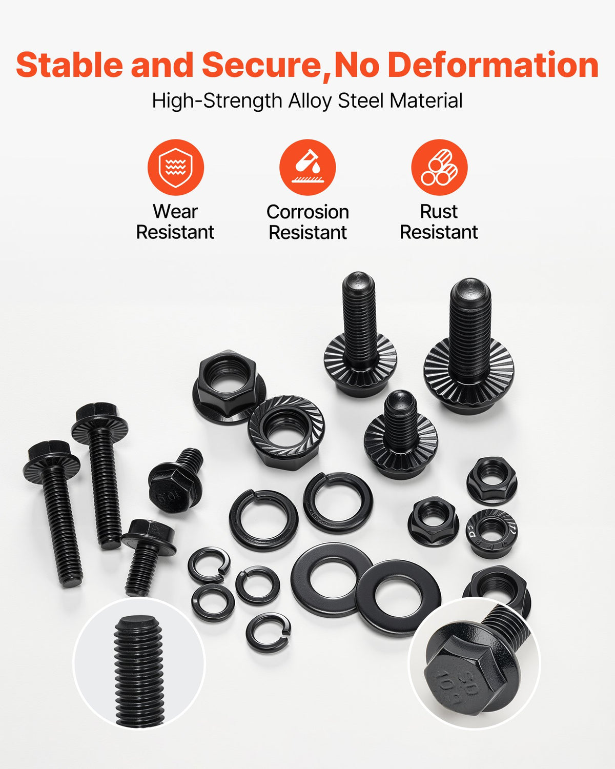 280 Pcs Bolts and Nuts Assortment Kit, Metric Machine Screws and Flat Washers, Alloy Steel M6/M8/M10 Multiple V952-LMHLSTZGZLJHHZARQ001V0
