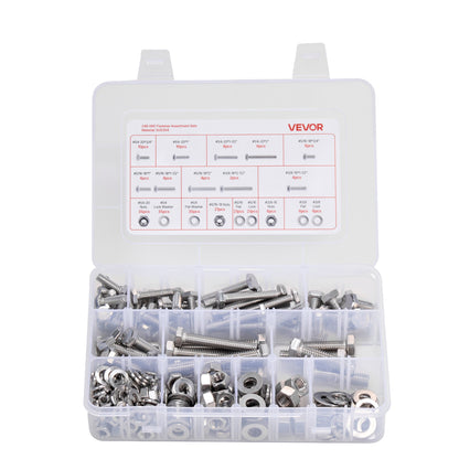 246 Pcs Bolts and Nuts Assortment Kit, Imperial Screws and Flat Washers, Stainless Steel V952-LMHLSTZYZLJBGVF6F001V0
