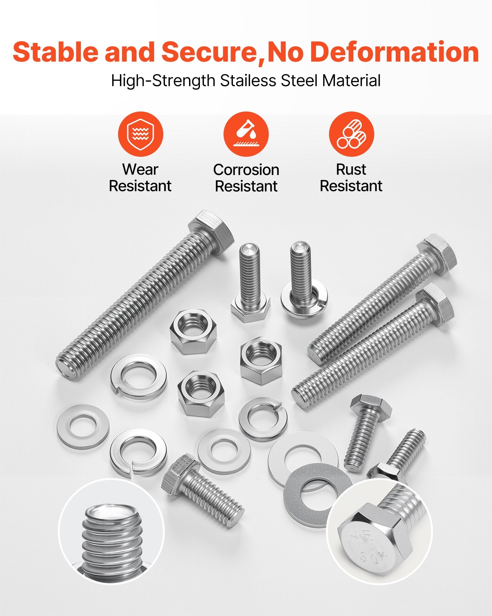 246 Pcs Bolts and Nuts Assortment Kit, Imperial Screws and Flat Washers, Stainless Steel V952-LMHLSTZYZLJBGVF6F001V0