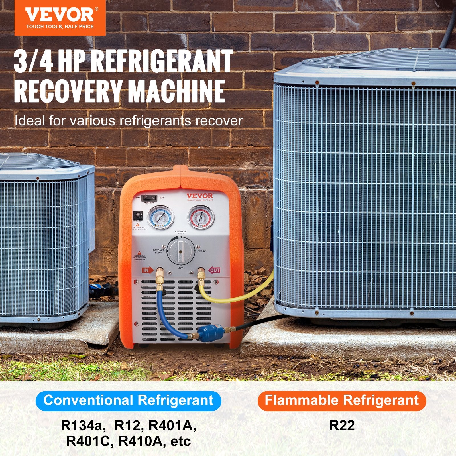 Portable 3/4 HP Refrigerant Recovery Machine for Vapor Liquid Refrigerant V952-LMHSJBXSY34HPBDL7V3
