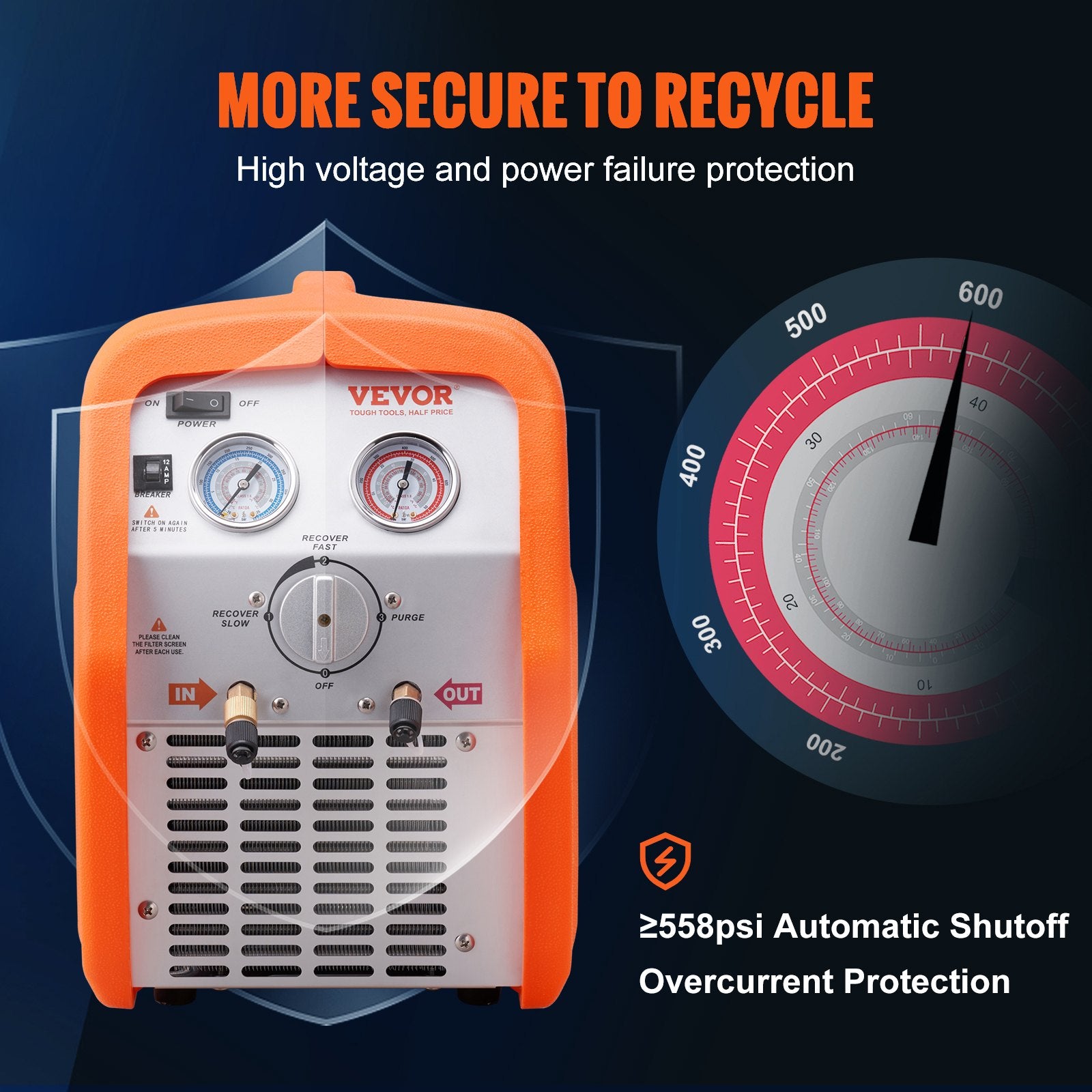 Portable 3/4 HP Refrigerant Recovery Machine for Vapor Liquid Refrigerant V952-LMHSJBXSY34HPBDL7V3