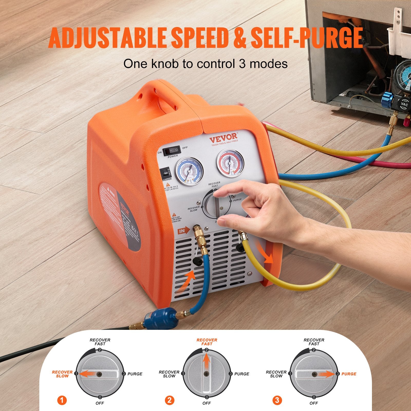 Portable 3/4 HP Refrigerant Recovery Machine for Vapor Liquid Refrigerant V952-LMHSJBXSY34HPBDL7V3