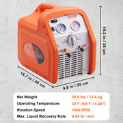 Portable 3/4 HP Refrigerant Recovery Machine for Vapor Liquid Refrigerant V952-LMHSJBXSY34HPBDL7V3