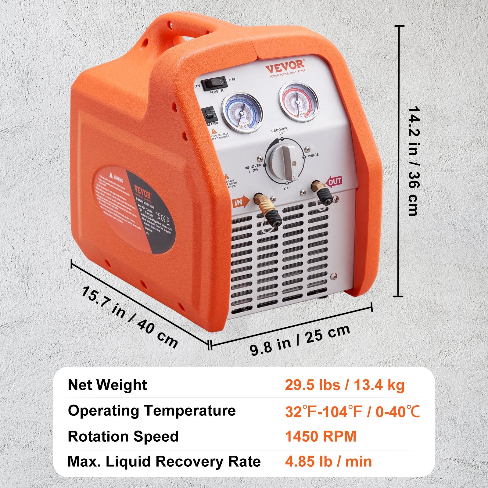 Portable 3/4 HP Refrigerant Recovery Machine for Vapor Liquid Refrigerant V952-LMHSJBXSY34HPBDL7V3