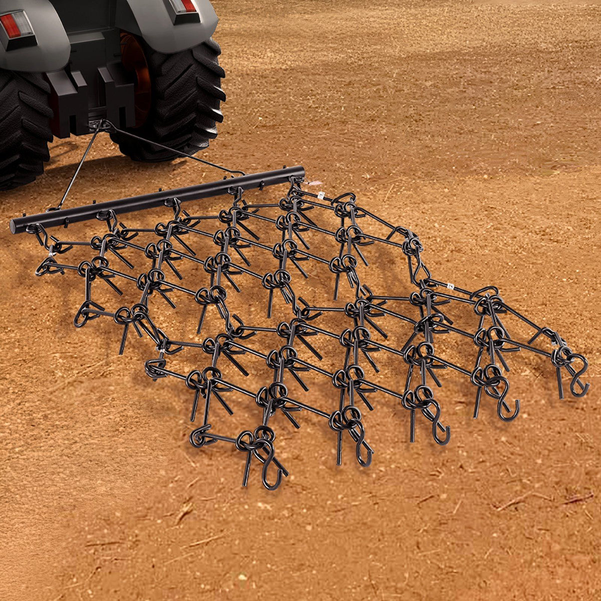 Drag Harrow, 1.2x1.2 m Durable Chain Harrow with 69 Sharp Teeth, Suitable for ATV UTV Tractor, Ideal for Soil V952-LP44FTDPK0002OK0ZV0