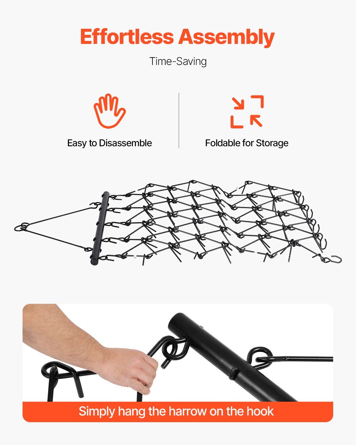 Drag Harrow, 1.2x1.7m Durable Chain Harrow with 80 Sharp Teeth, Suitable for ATV UTV Tractor, Ideal for Soil V952-LP456FTDPK00ZA2T5V0