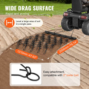 Drag Harrow, 4'x4' Heavy-Duty Chain Harrow with 69 Teeth, ATV UTV Tractor Attachments Field Drag Mat for Sod V952-LPGDK4X4FT0067AQTV0