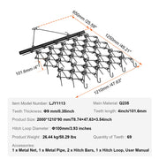 Drag Harrow, 4'x4' Heavy-Duty Chain Harrow with 69 Teeth, ATV UTV Tractor Attachments Field Drag Mat for Sod V952-LPGDK4X4FT0067AQTV0