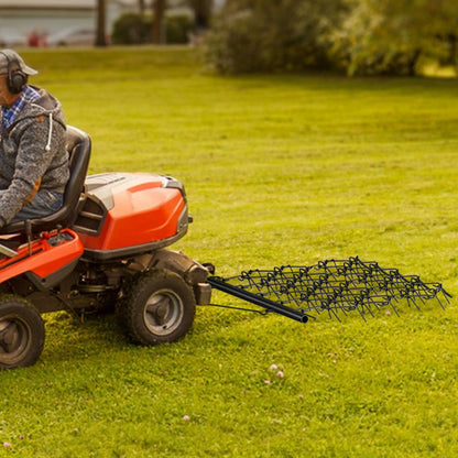 Drag Harrow, 4'x4' Heavy-Duty Chain Harrow with 69 Teeth, ATV UTV Tractor Attachments Field Drag Mat for Sod V952-LPGDK4X4FT0067AQTV0