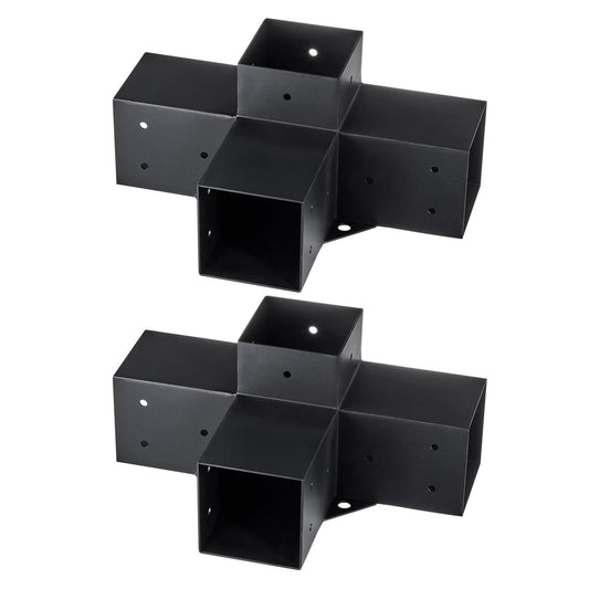 Pergola Bracket Kit 4''x4''(Inner Size 3.6x3.6), 2pcs 4-Way Heavy Duty Corner Bracket Woodworks DIY Post Base V952-LPJJST2PCS4XSCD6IV0