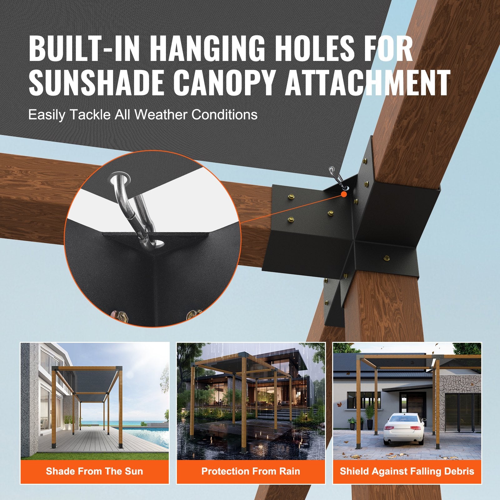 Pergola Bracket Kit 4''x4''(Inner Size 3.6x3.6), 2pcs 4-Way Heavy Duty Corner Bracket Woodworks DIY Post Base V952-LPJJST2PCS4XSCD6IV0