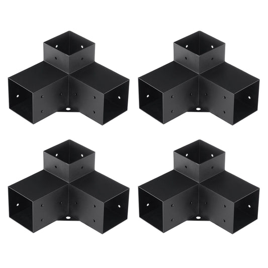 Pergola Bracket Kit 4''x4''(Inner Size 3.6x3.6), 4pcs 3-Way Heavy Duty Corner Bracket Woodworks DIY Post Base V952-LPJJST4PCS4X7SP6AV0